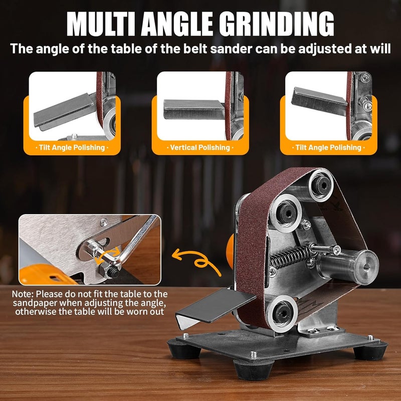 Junchamp Mini Electric Belt-Sander Knife-Sharpener Sanding Machine - Small Bench Grinder Kit 7 Speed Adjustable Power Polisher DIY Polishing Grinding Tool For Metal Wood DIY Craft Jewelry - Image 3